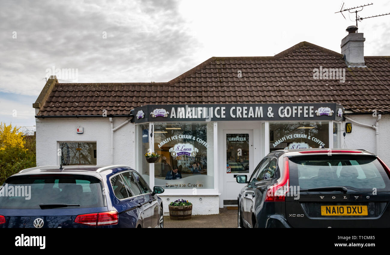 Lokale Amalfi Eis & Kaffee Cafe, dirleton Dorf, East Lothian, Schottland, Großbritannien Stockfoto