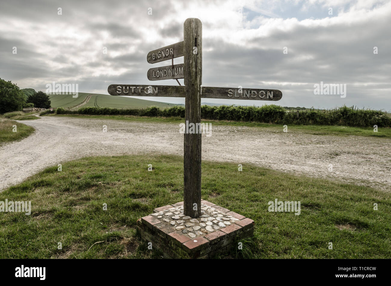 SDW und Römerstraße in Bignor Stockfoto