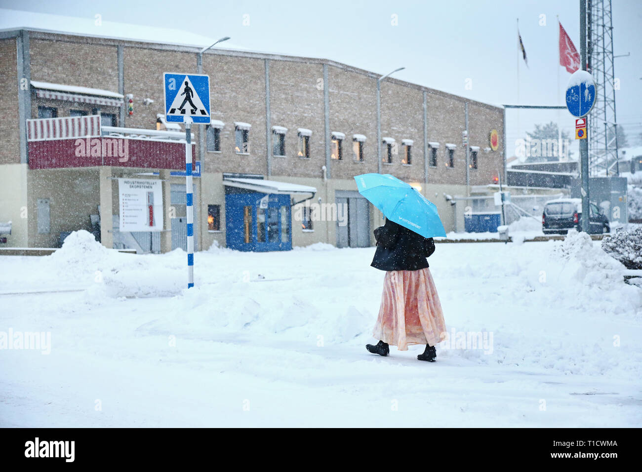 MJÖLBY 20171212 Winter/vinter in Schweden. SMHI utfärdade en Klass 1 - varning på tisdagen. Foto Jeppe Gustafsson Stockfoto