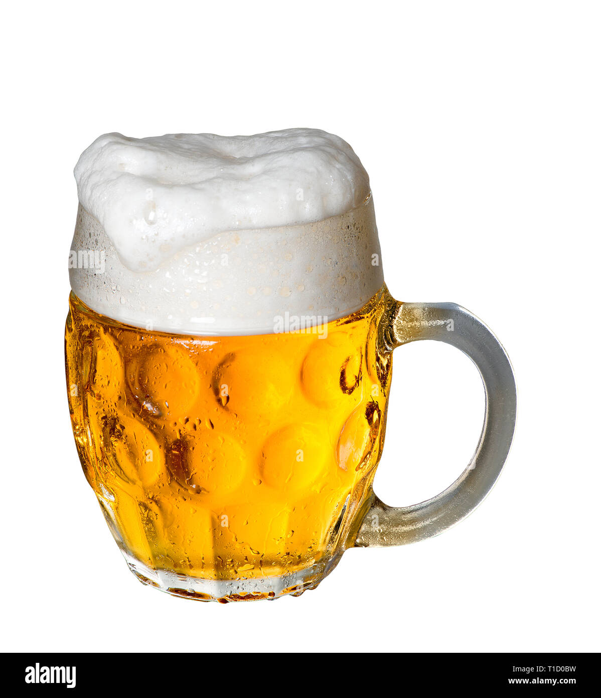 Glas Bier auf weißem Hintergrund Stockfoto