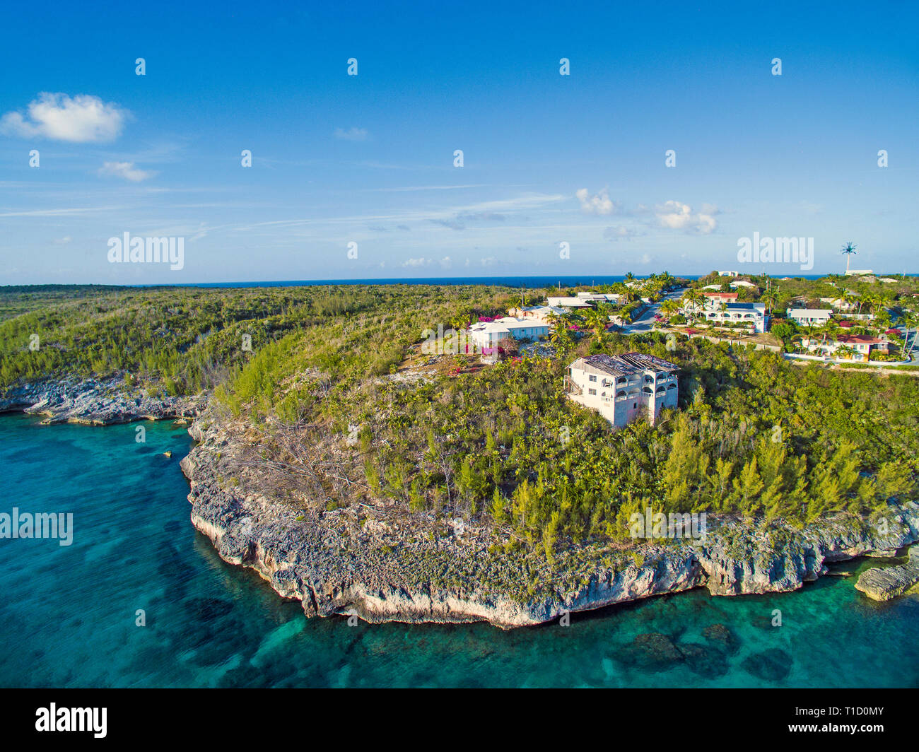 Luftaufnahme der Insel Eleuthera, Bahamas, Atlantik, Karibik Stockfoto