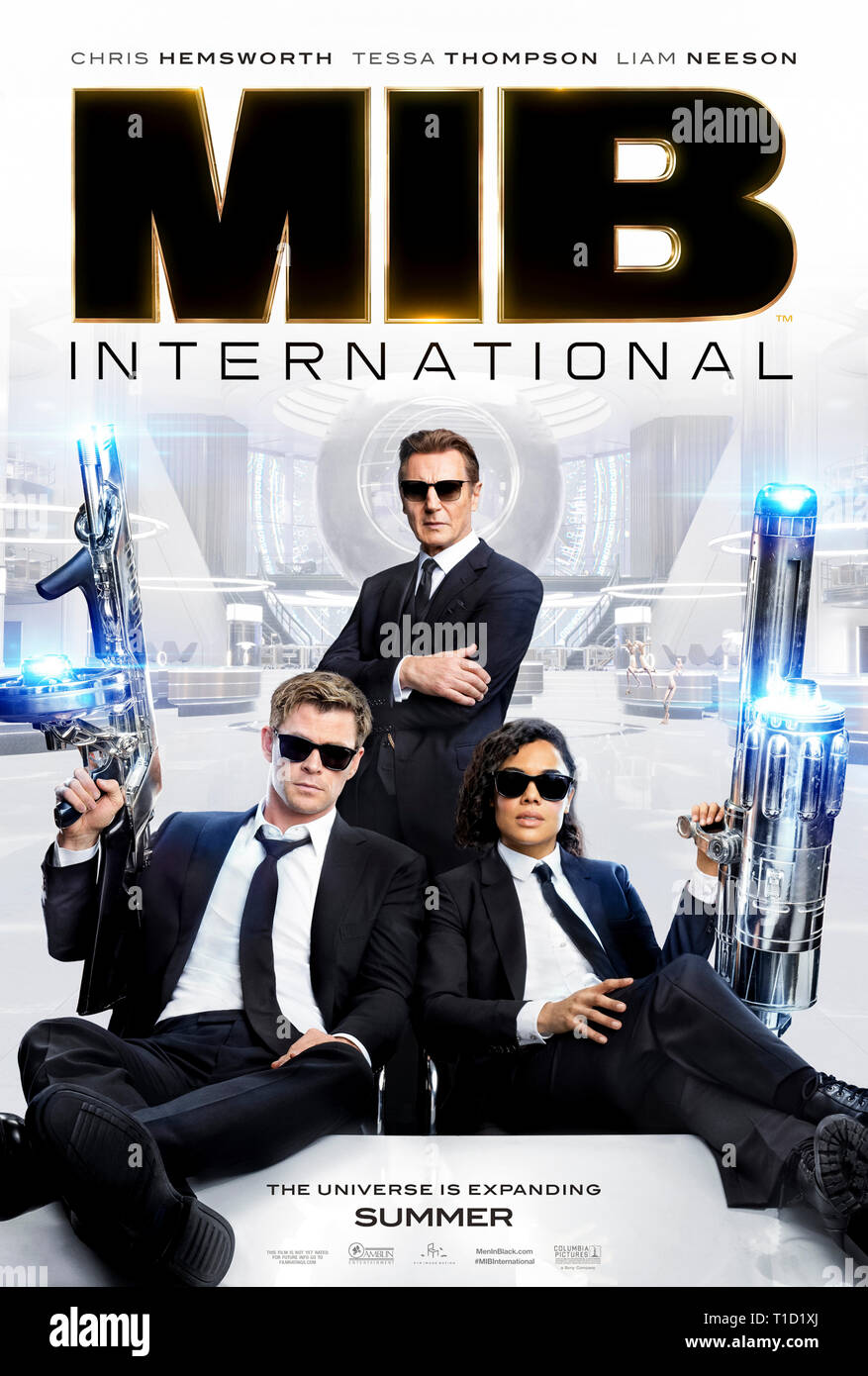 Men in Black: International (2019) unter der Regie von F. Gary Gary mit Chris Hemsworth, Tessa Thompson und Rebecca Ferguson. NUR ZUR REDAKTIONELLEN VERWENDUNG des US-Advance-Posters. Quelle: BFA / Columbia Pictures Stockfoto