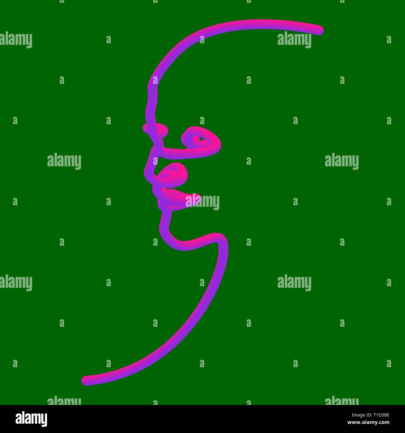 Mann einer Zeile. Vector Illustration von einem schwarzen Mann Gesicht auf einem farbigen Hintergrund. Stock Vektor