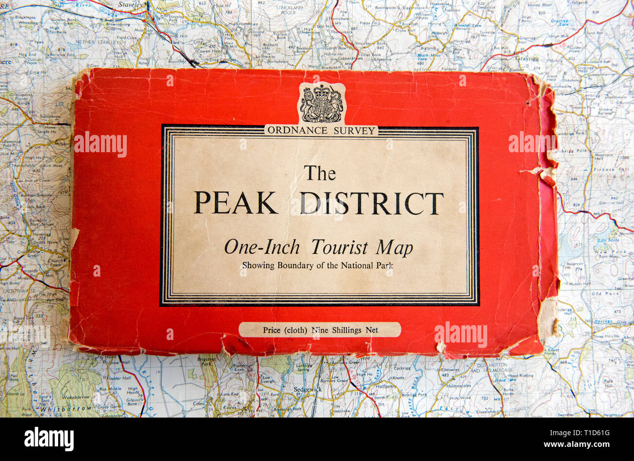 Der Peak District Ordnance Survey OneInch Touristische Karte 1960 Tuch