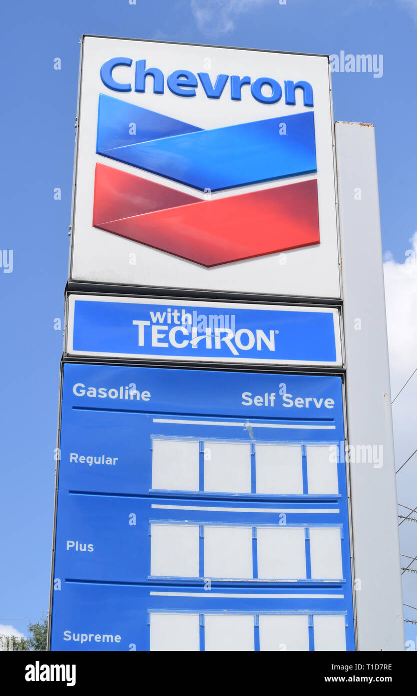 Chevron Gas mit kein Gas Preise Stockfoto