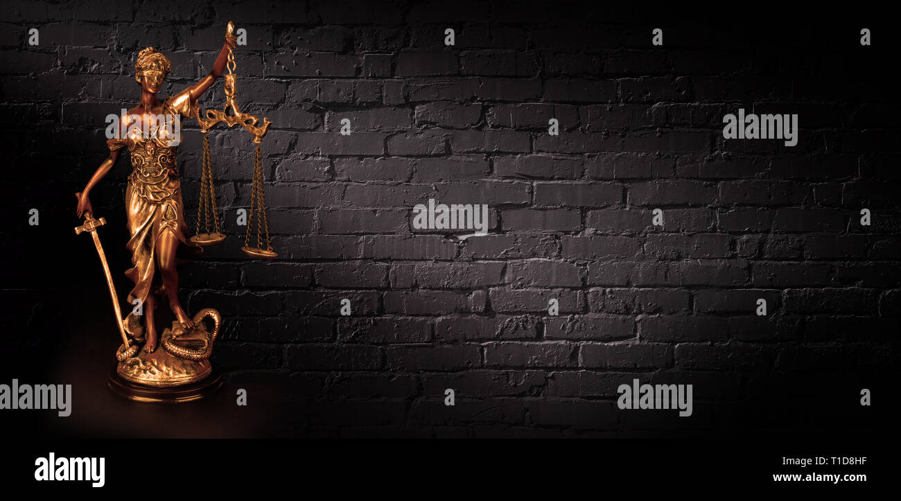 Themis Statue Gerechtigkeit Skalen Recht Rechtsanwalt Business Konzept Stockfoto
