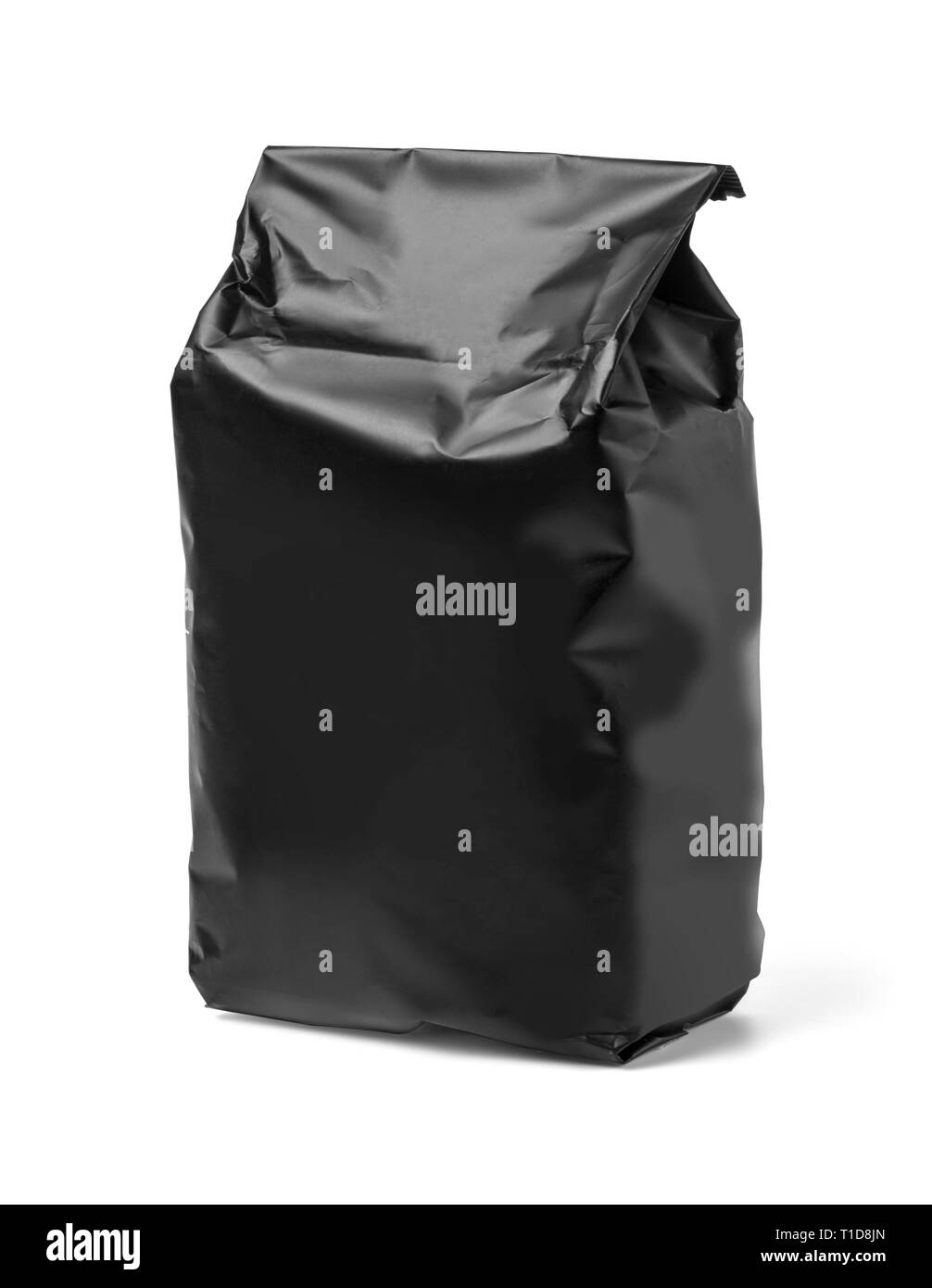 Leere Papiertüte Paket Mehl auf Weiß mit Freistellungspfad isoliert Stockfoto