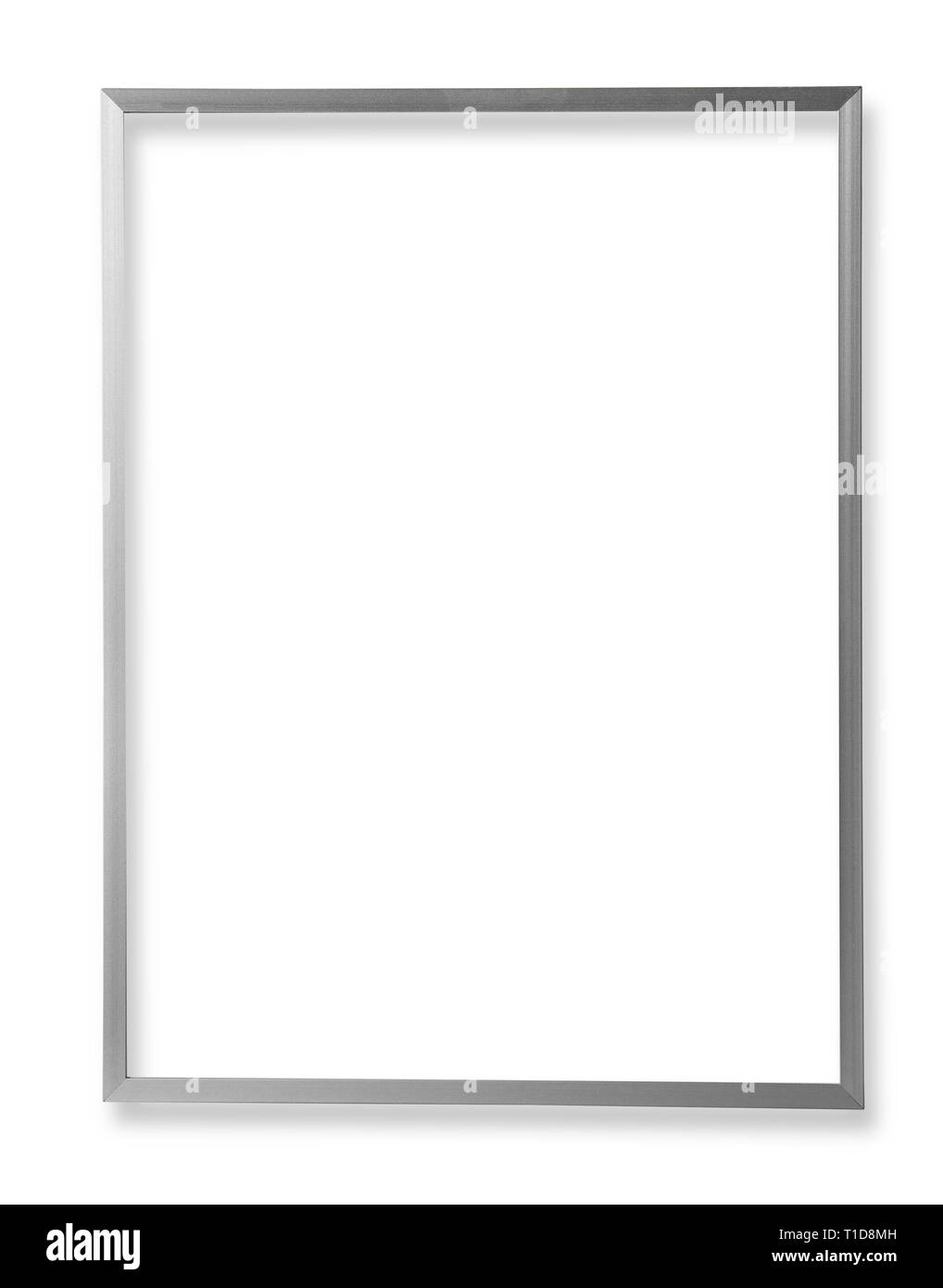 Silbernen Rahmen für das Malen oder ein Bild auf weißem Hintergrund mit Freistellungspfad Stockfoto