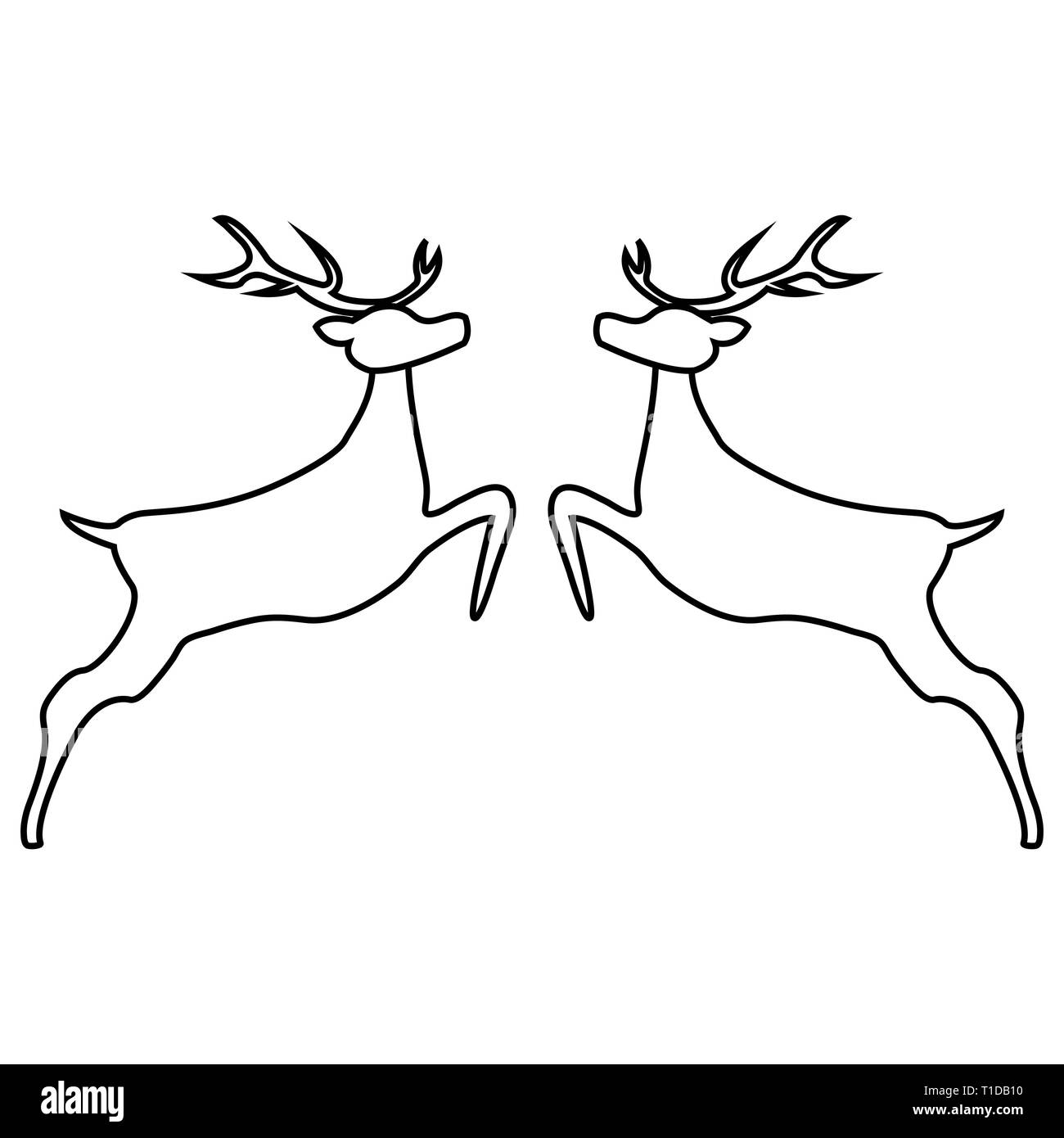 Zwei Rentiere zusammen Springen auf einem weißen Hintergrund, Vector Illustration Stock Vektor