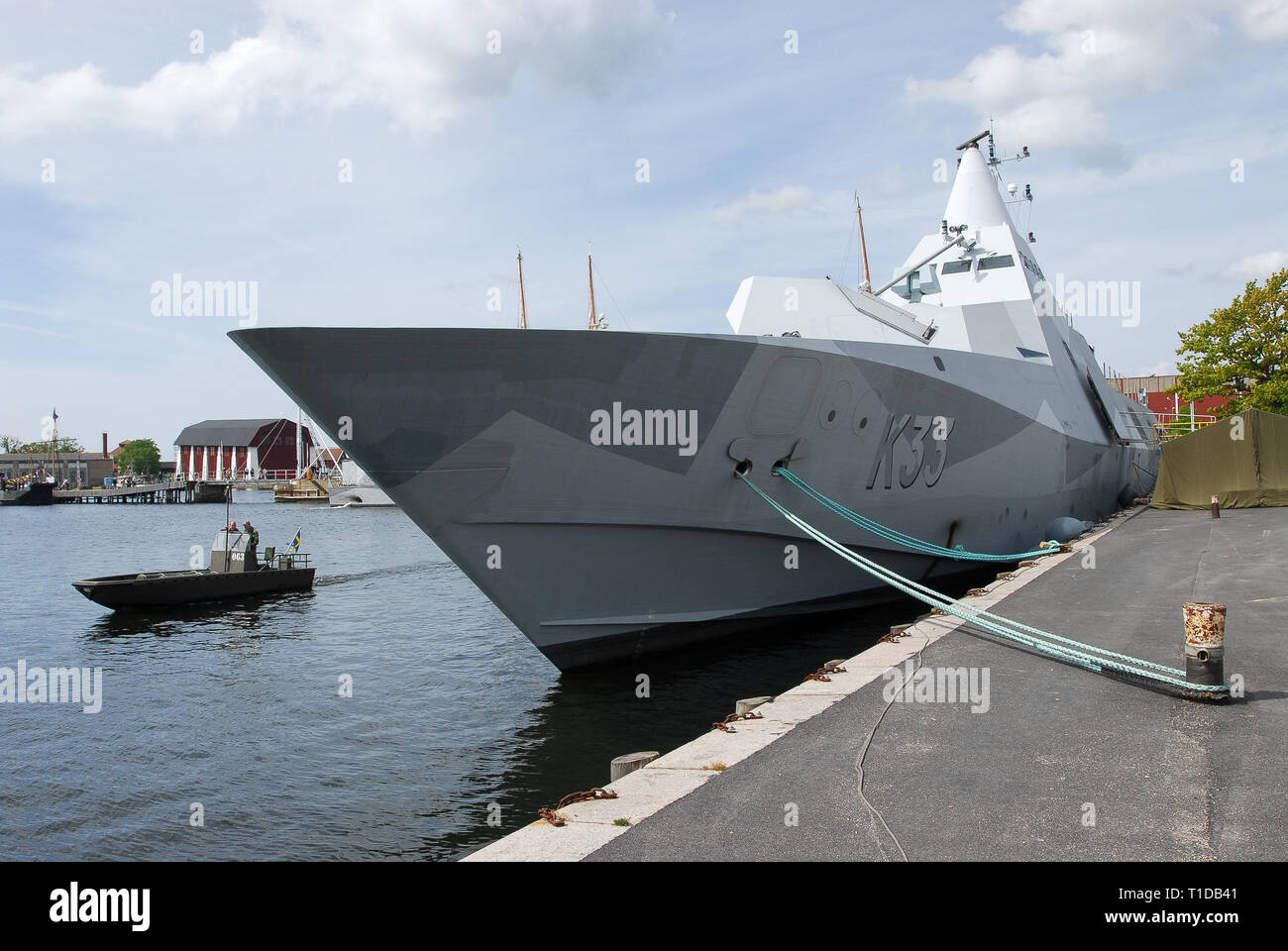 K33 Härnösand HSwMS Visby-Klasse Corvette bei Marinens Dag (Navy) in Karlskrona Karlskrona örlogsbas (Naval Base) aufgeführten Weltkulturerbe der UNESO Stockfoto