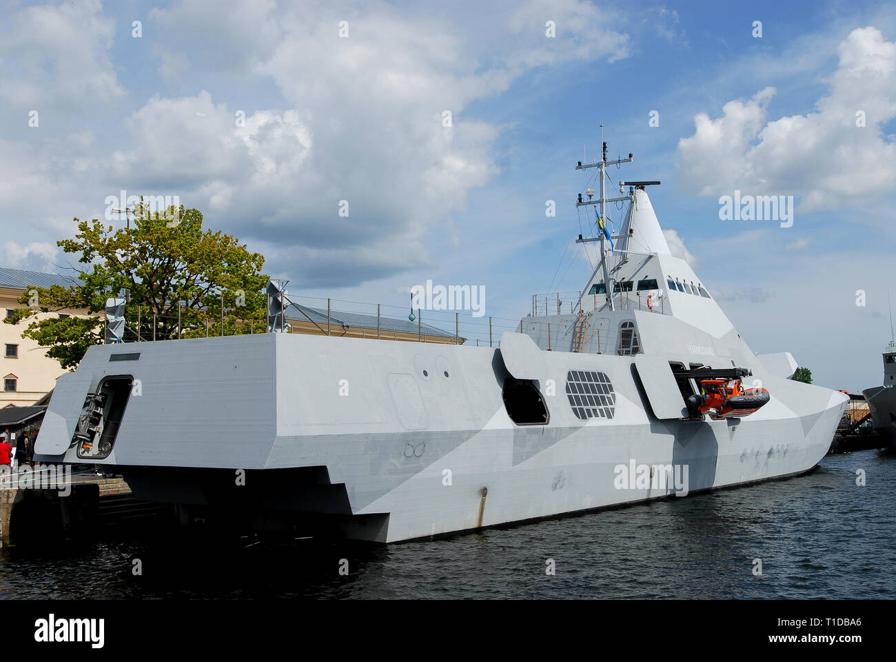 K33 Härnösand HSwMS Visby-Klasse Corvette bei Marinens Dag (Navy) in Karlskrona Karlskrona örlogsbas (Naval Base) aufgeführten Weltkulturerbe der UNESO Stockfoto