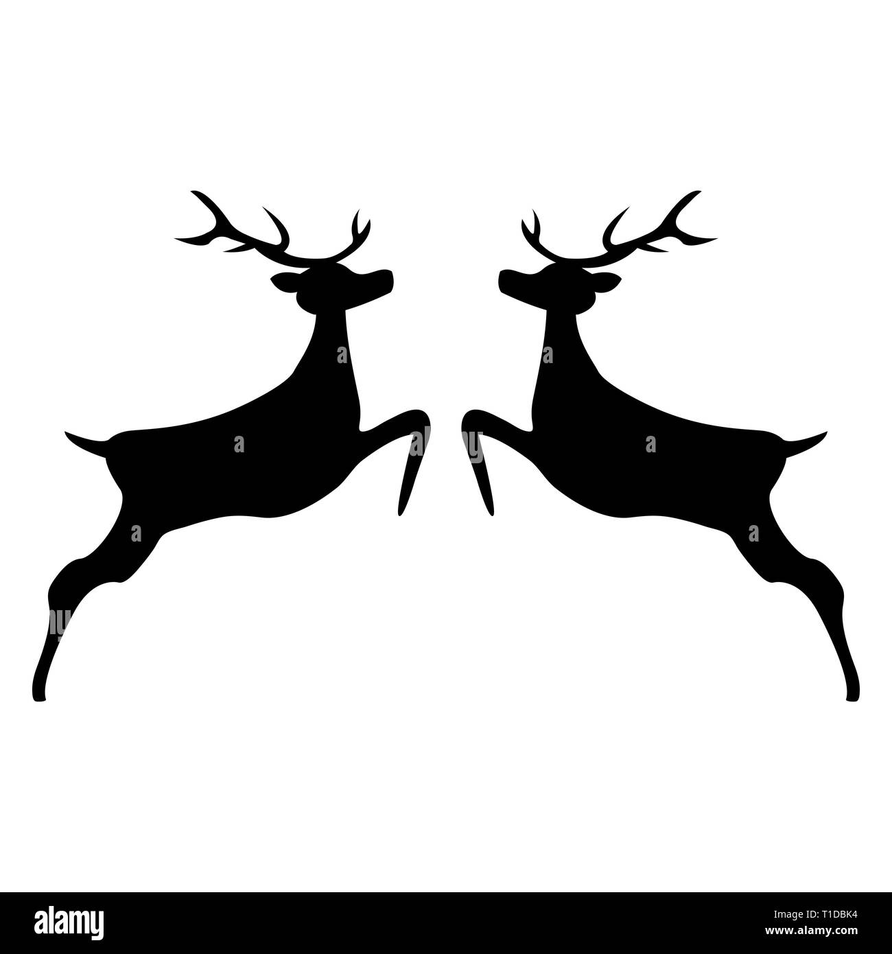 Zwei Rentiere zusammen Springen auf einem weißen Hintergrund, Vector Illustration Stock Vektor