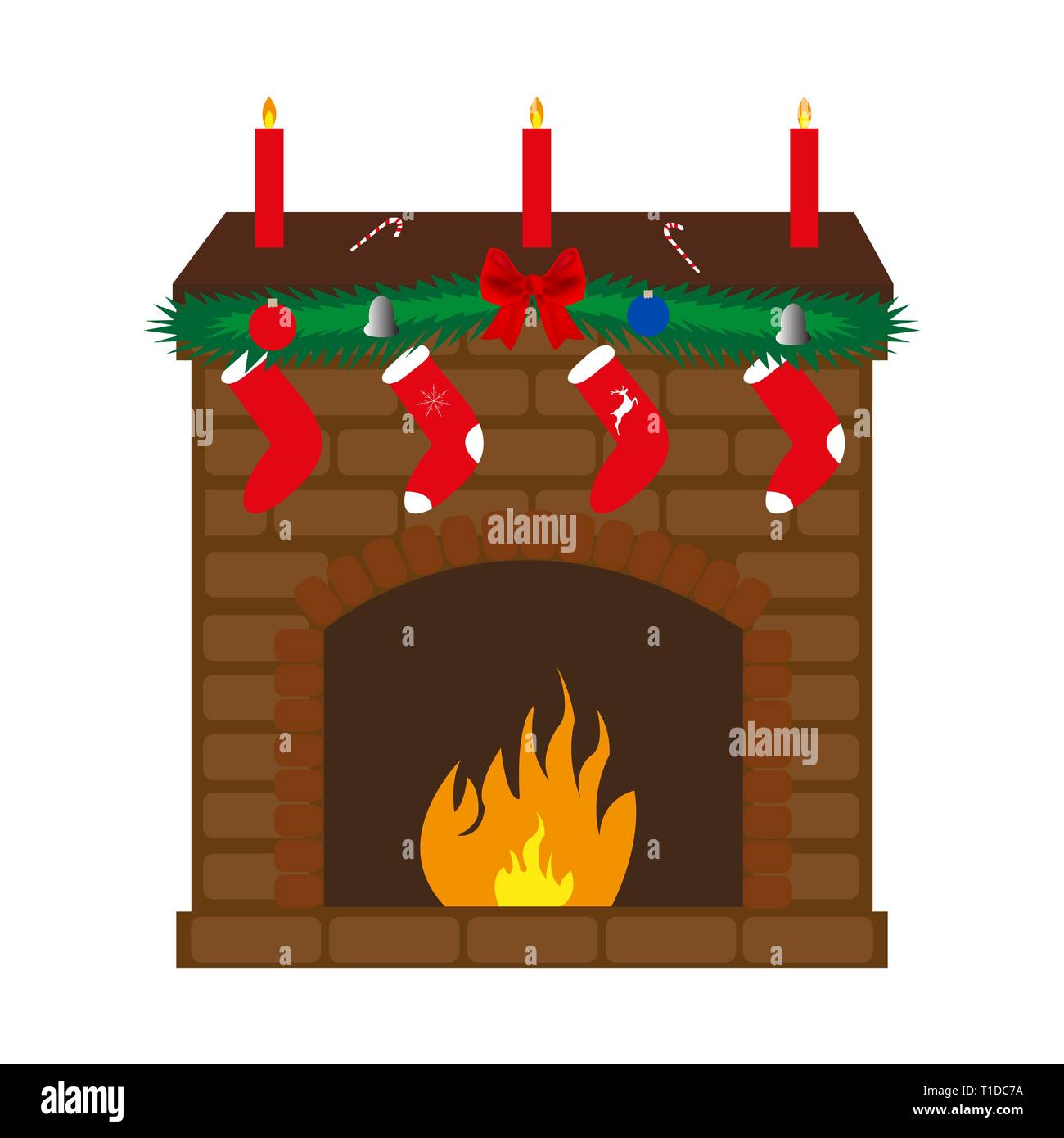 Weihnachten Kamin Stock Vektor