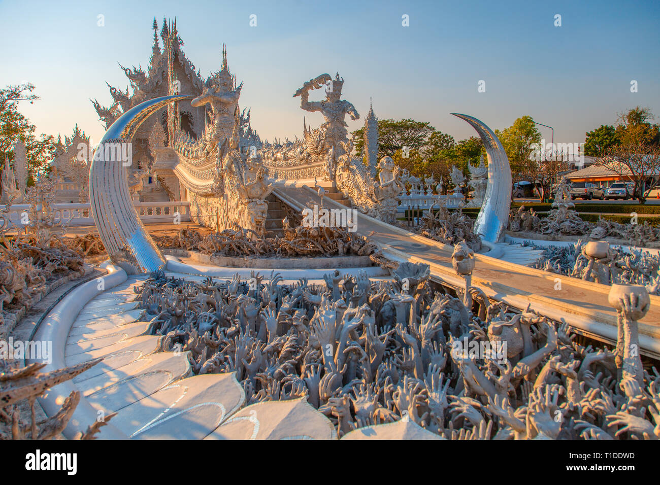 Weiße Tempel in Chiang Rai (Wat Rong Khun) Stockfoto