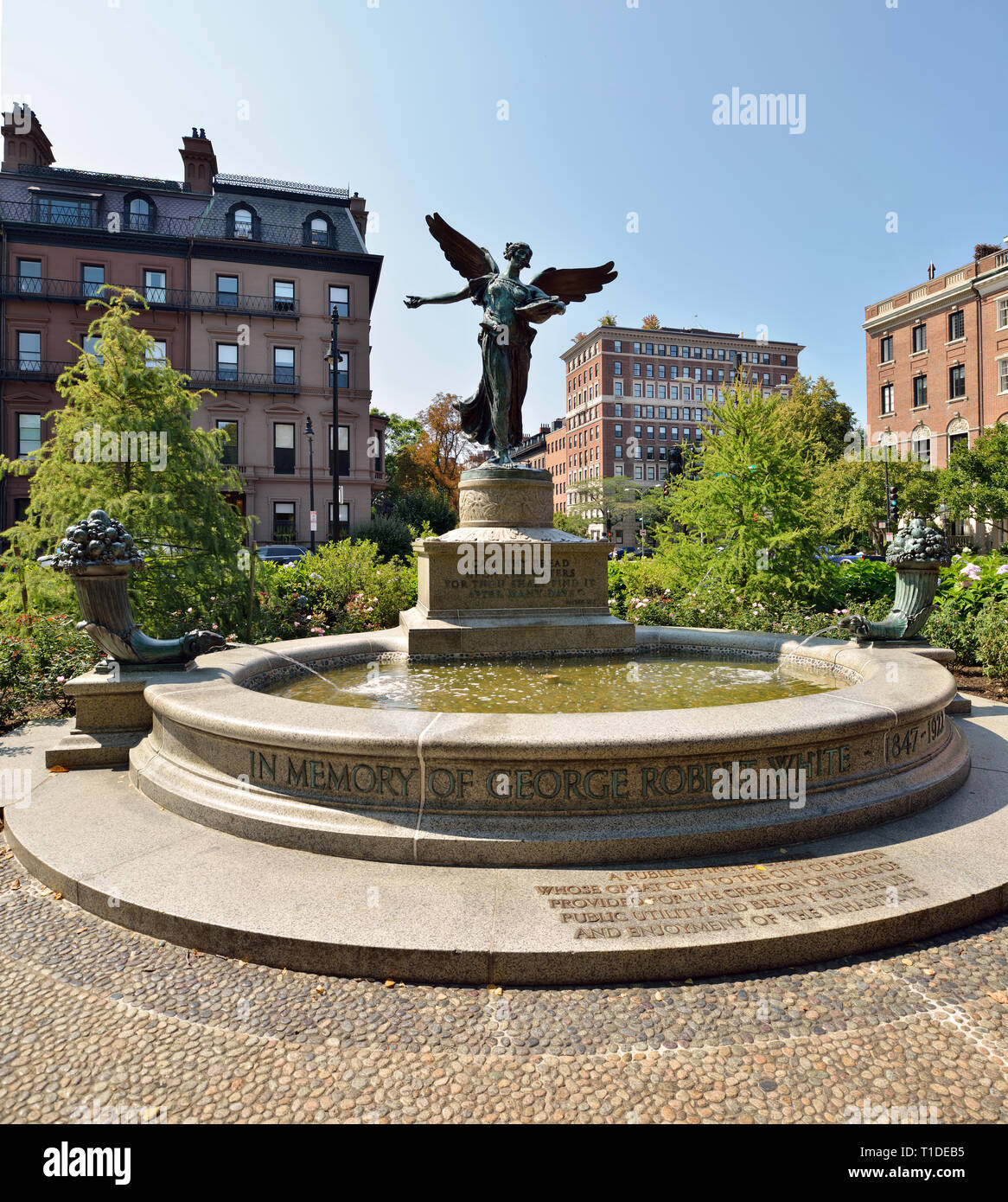 Engel der Wasser. George Robert White Memorial in Boston Public Garden Stockfoto
