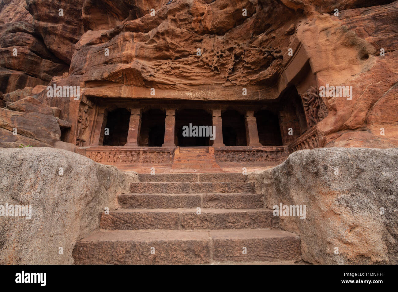 Höhlentempel; Badami, Karnataka, Indien Stockfoto