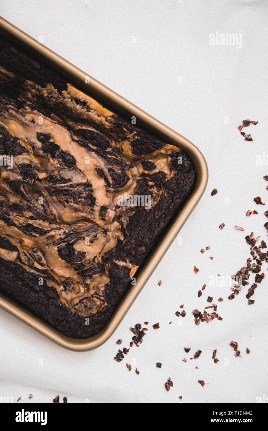 Leckere hausgemachte Dulce de Leche Brownies Stockfoto