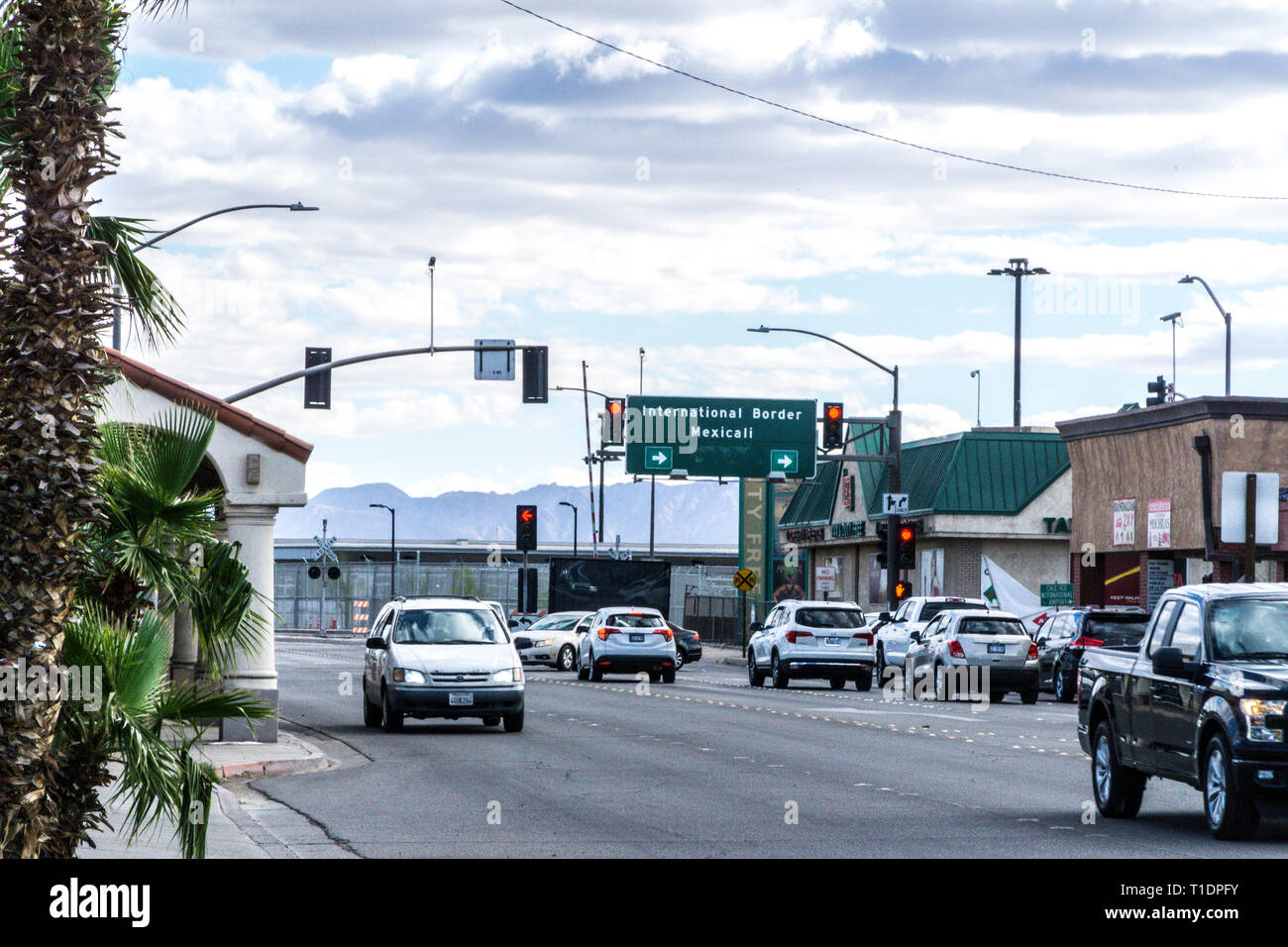 Calexico im Imperial County of California ein Einreisehafen entlang der Grenze zu Mexiko Stockfoto