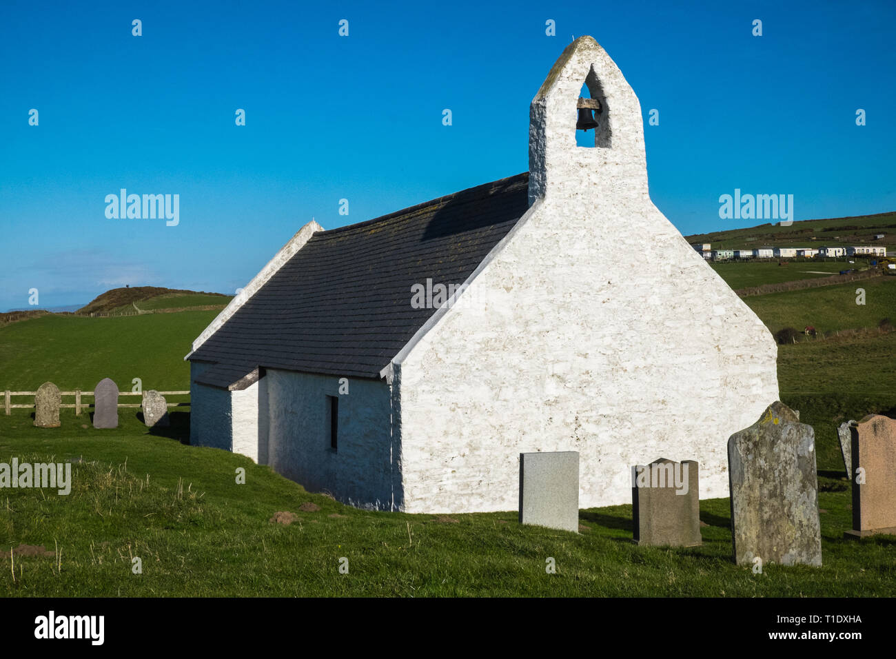 Ländliche, auf dem Land, Mwnt, Kirche, Ceredigion, Küste, Küste, Küste, die Cardigan Bay, Strickjacke, Wales, Welsh, Mitte, West, Wales, UK, GB, Großbritannien, Großbritannien, Britische Stockfoto