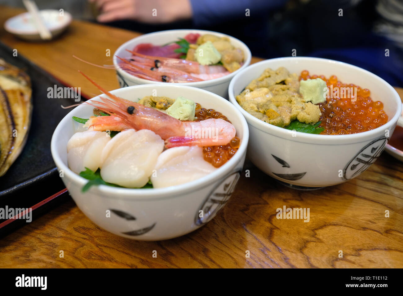 Sashimi Don an Seafood Market in Sapporo, Hokkaido, Japan Stockfoto