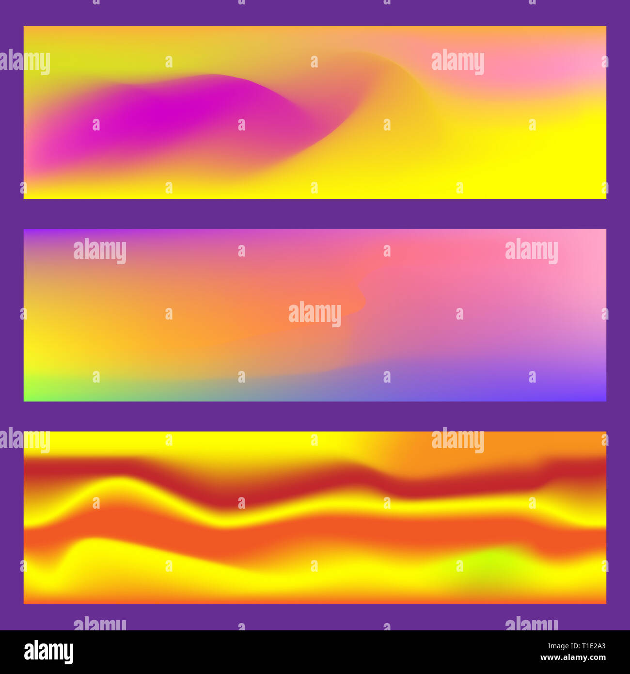 Abstrakte fluid 3D-Formen trendy flüssigen Farben Banner gesetzt. Grafik Berg Zusammensetzung Abbildung. Moderne Vorlage für Broschüre, Faltblatt, Flyer Stockfoto
