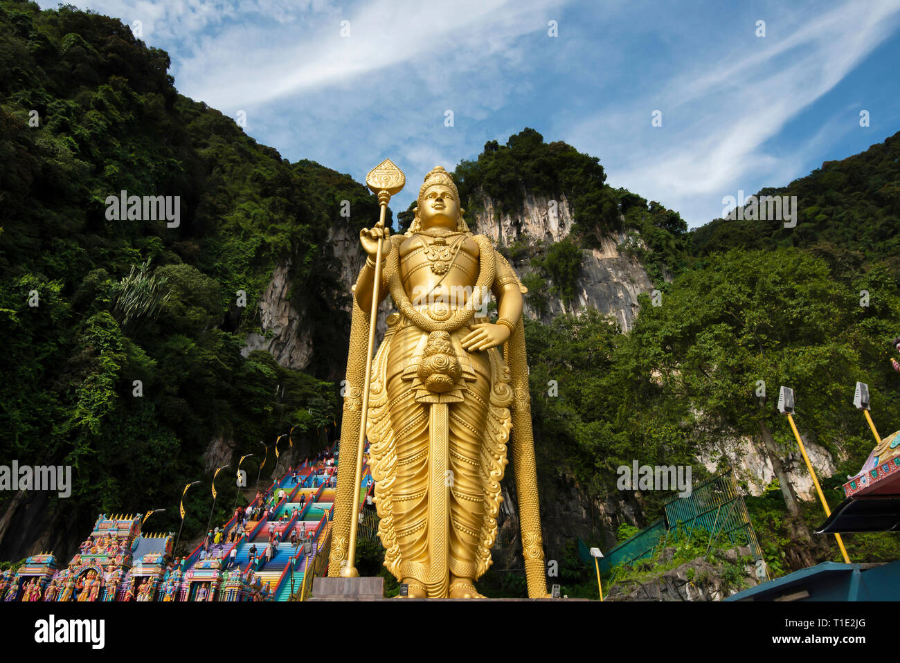 Batu Höhlen ein beliebtes Tamil Heiligtum außerhalb Indiens zu Lord Murugan, Selangor, Malaysia gewidmet. Stockfoto
