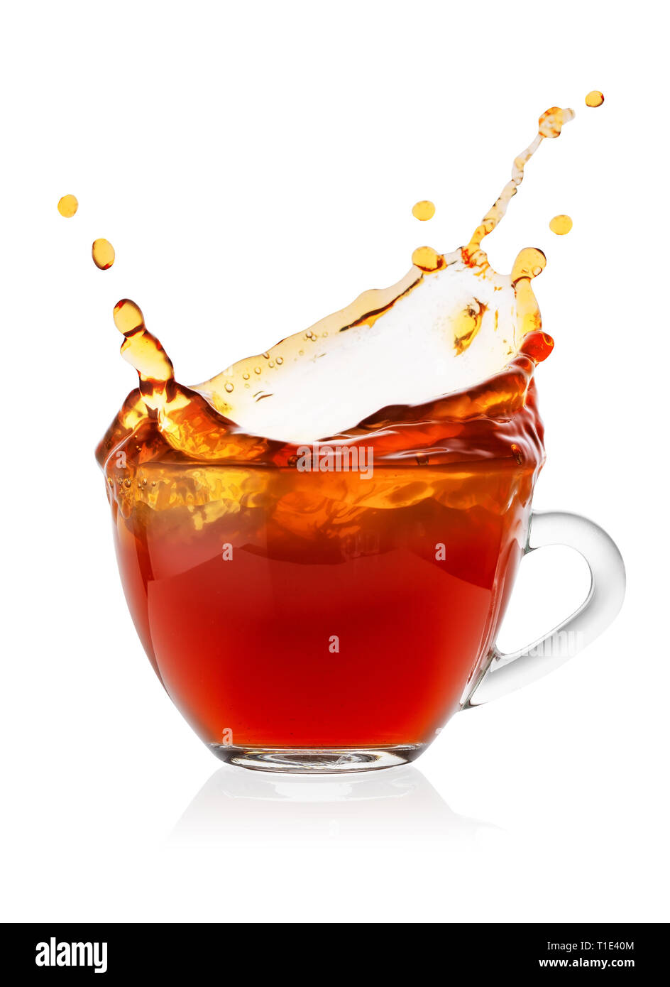 Splash in Tasse schwarzen Kaffee Stockfoto