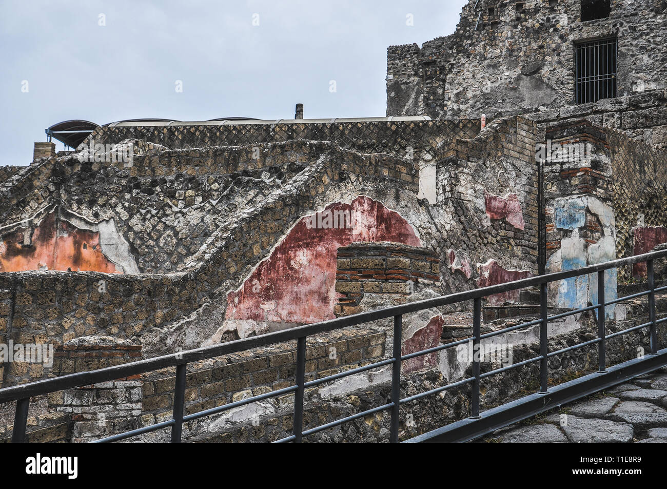 Ruinen mit Fresken, die alte römische Stadt Pompeji Stockfoto