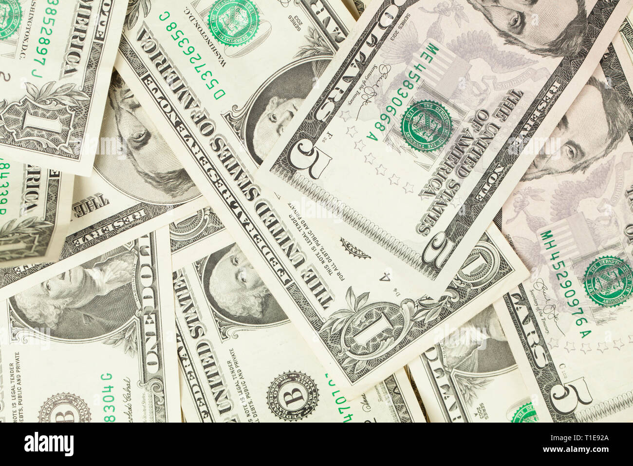 Heap in us-Dollar, Geld cash Hintergrund Stockfoto