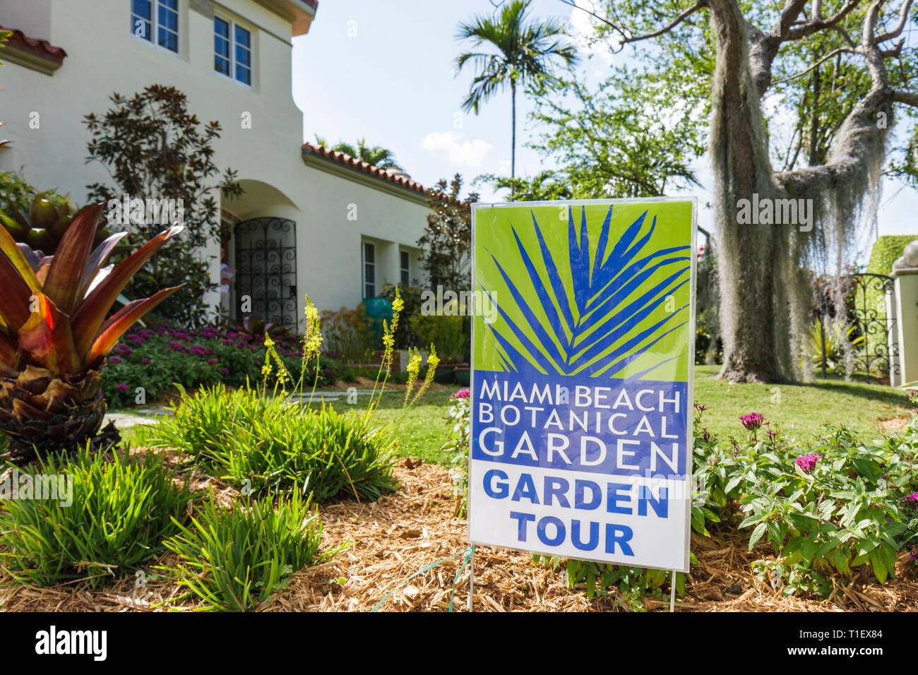 Miami Beach Florida, Botanischer Garten-Tour, privates Haus, 3001 Pinetree Drive, 1933 mediterraner Stil, Haus Häuser Häuser Residenz, Haus, Haus Haus Stockfoto