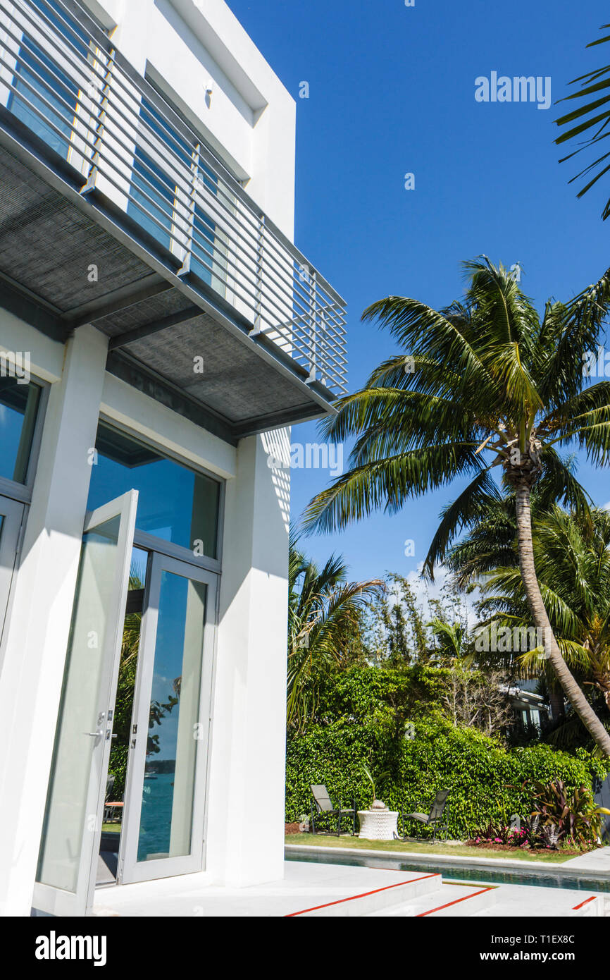 Miami Beach Florida, Botanischer Garten Tour, privates Haus, venezianischer Causeway, moderne Architektur, Haus Häuser Häuser Häuser Residenz, Haus, Haus Häuser Stockfoto