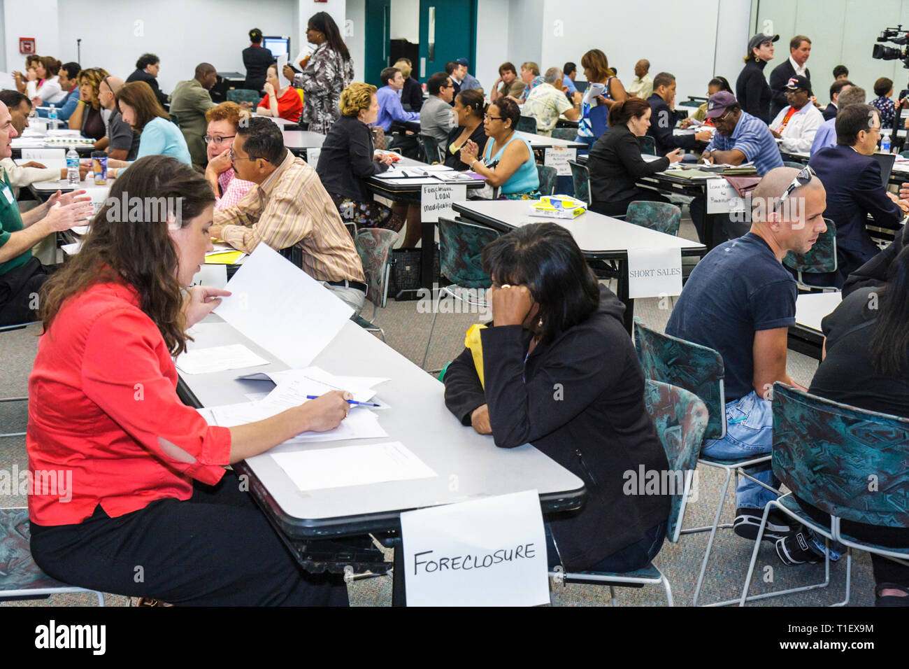 Miami Florida, Miami Dade College, Campus, Hausbesitzer Rechtshilfe-Programm, kostenlose Anwaltshilfe, Wirtschaftskrise, Immobilienblase, Beratung, Abschottung, des Stockfoto