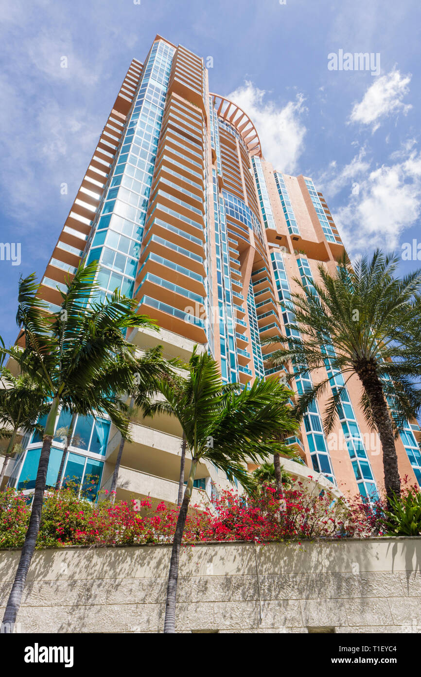 Miami Beach Florida, South Pointe Park, Point, Portofino Tower, Sieger Suarez, moderne Architektur, Luxus, Eigentumswohnung Wohnapartments buil Stockfoto