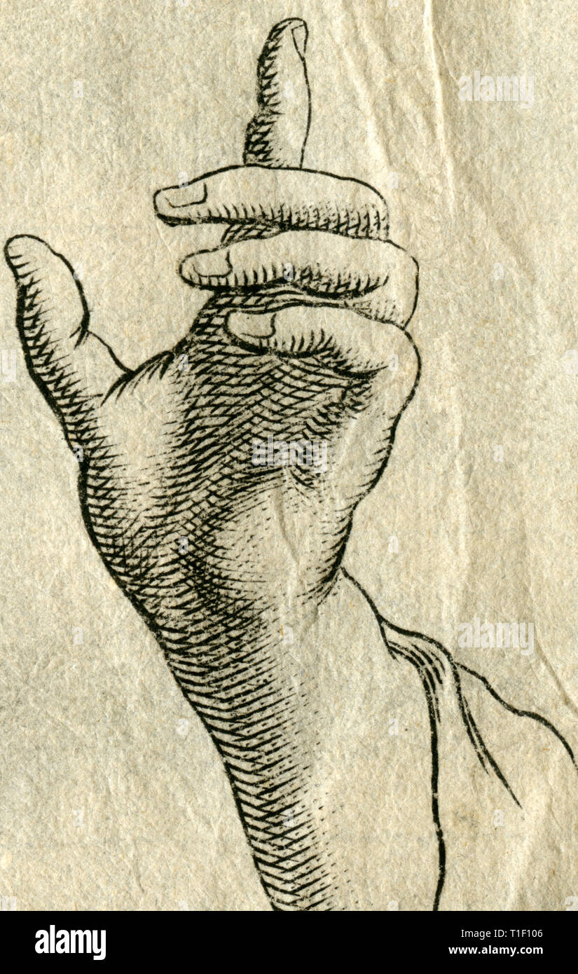 Kupferstich aus einer Hand, über 1700., Artist's Urheberrecht nicht geklärt zu werden. Stockfoto