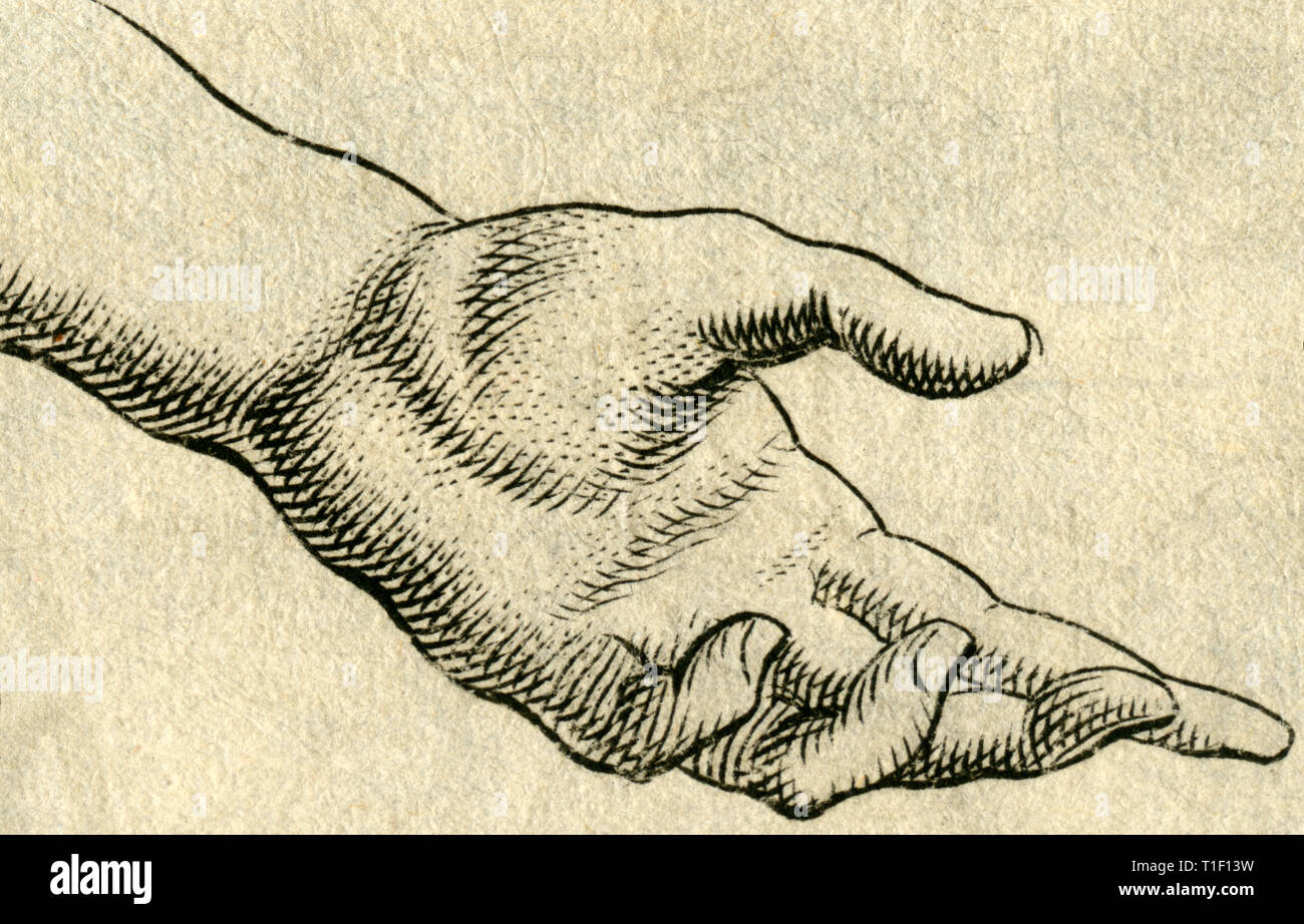 Studie eines Körper-, Hand-, Kupferstich, um 1700, Artist's Urheberrecht nicht geklärt zu werden. Stockfoto