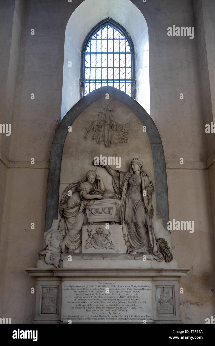 ROCHESTER, Kent/UK - MÄRZ 24: Denkmal für Lord John henniker in der Kathedrale am Rochester am 24. März 2019 Stockfoto