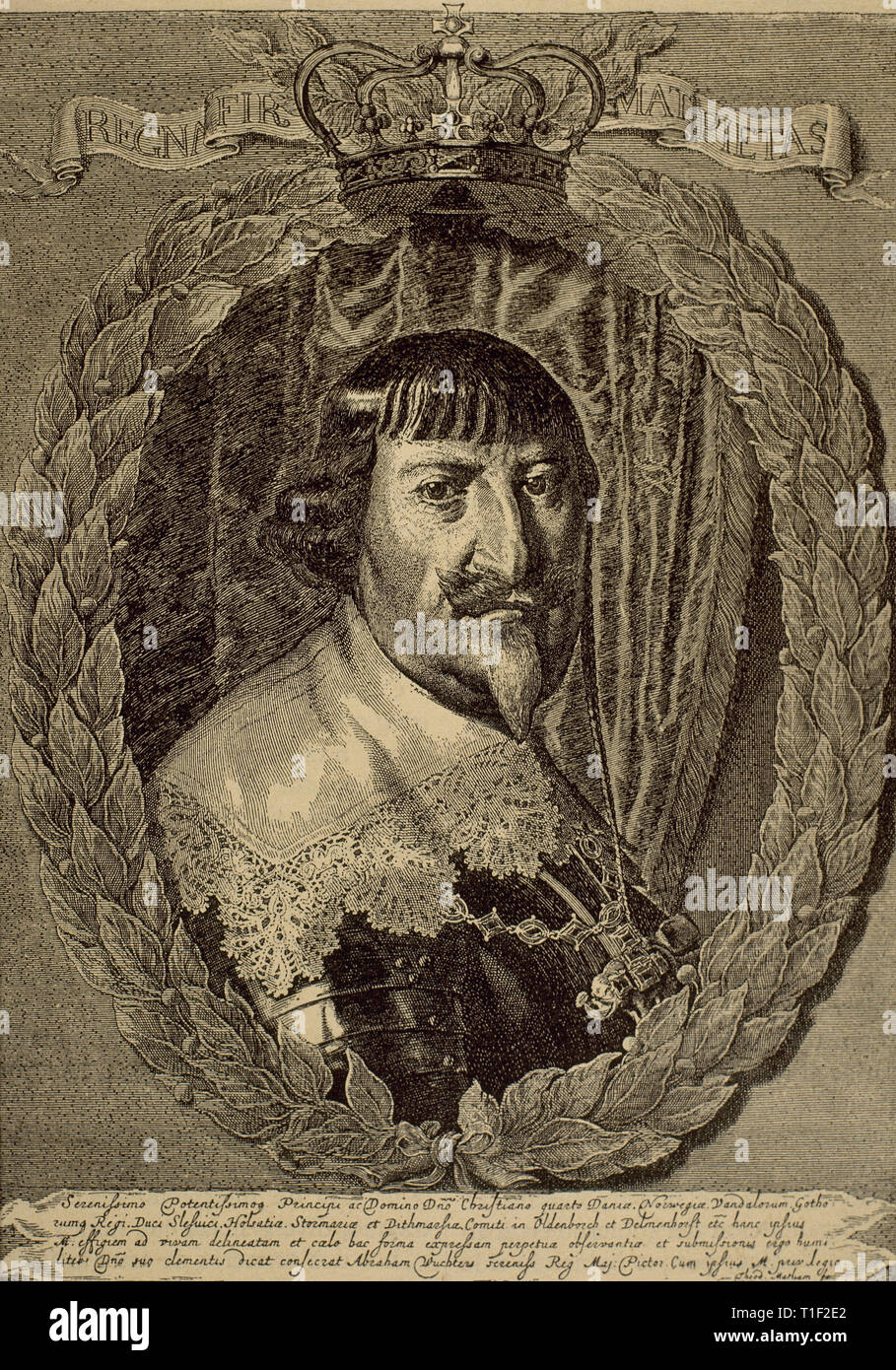 Christian IV. von Dänemark (1577-1648). Der König von Dänemark und Norwegen. Kupferstich von Th. Matham, 17. Stockfoto