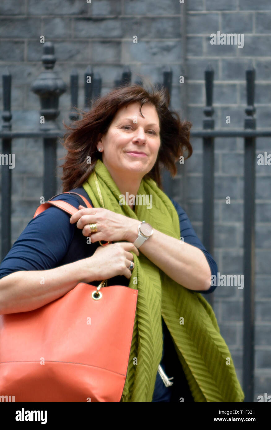 Claire Perry MP (Con: Devizes) Minister für Wirtschaft, Energie und industrielle Strategie, Downing Street nach einer Kabinettssitzung, 25 Ma Stockfoto