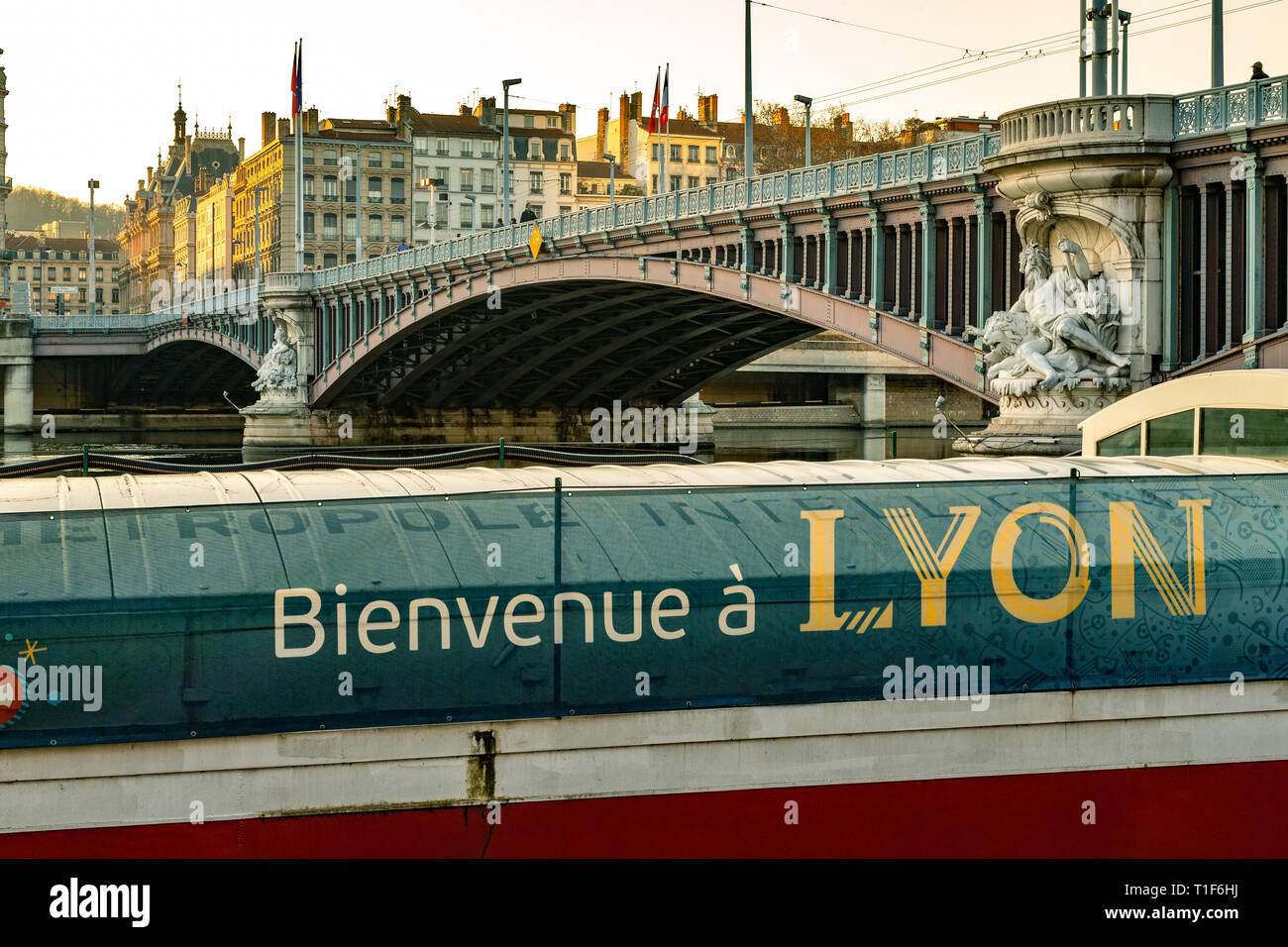 Willkommen in Lyon, Pont Lafayette Stockfoto