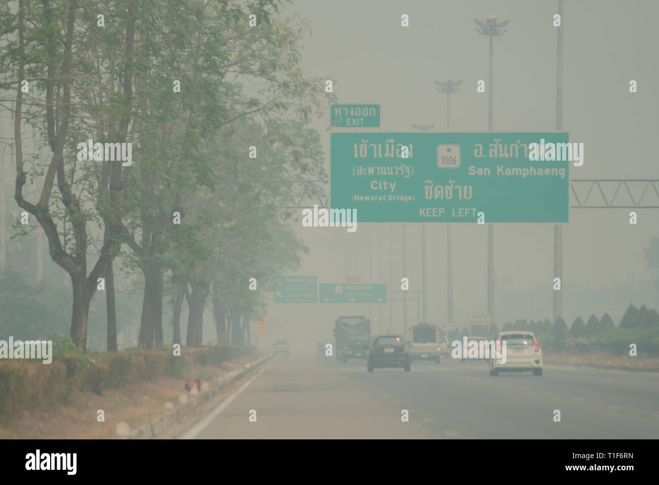 Chiang Mai, Thailand - März 24, 2019: Die Luftverschmutzung in der Stadt Chiang Mai Stockfoto