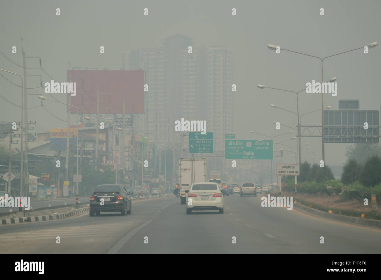 Chiang Mai, Thailand - März 24, 2019: Die Luftverschmutzung in der Stadt Chiang Mai Stockfoto
