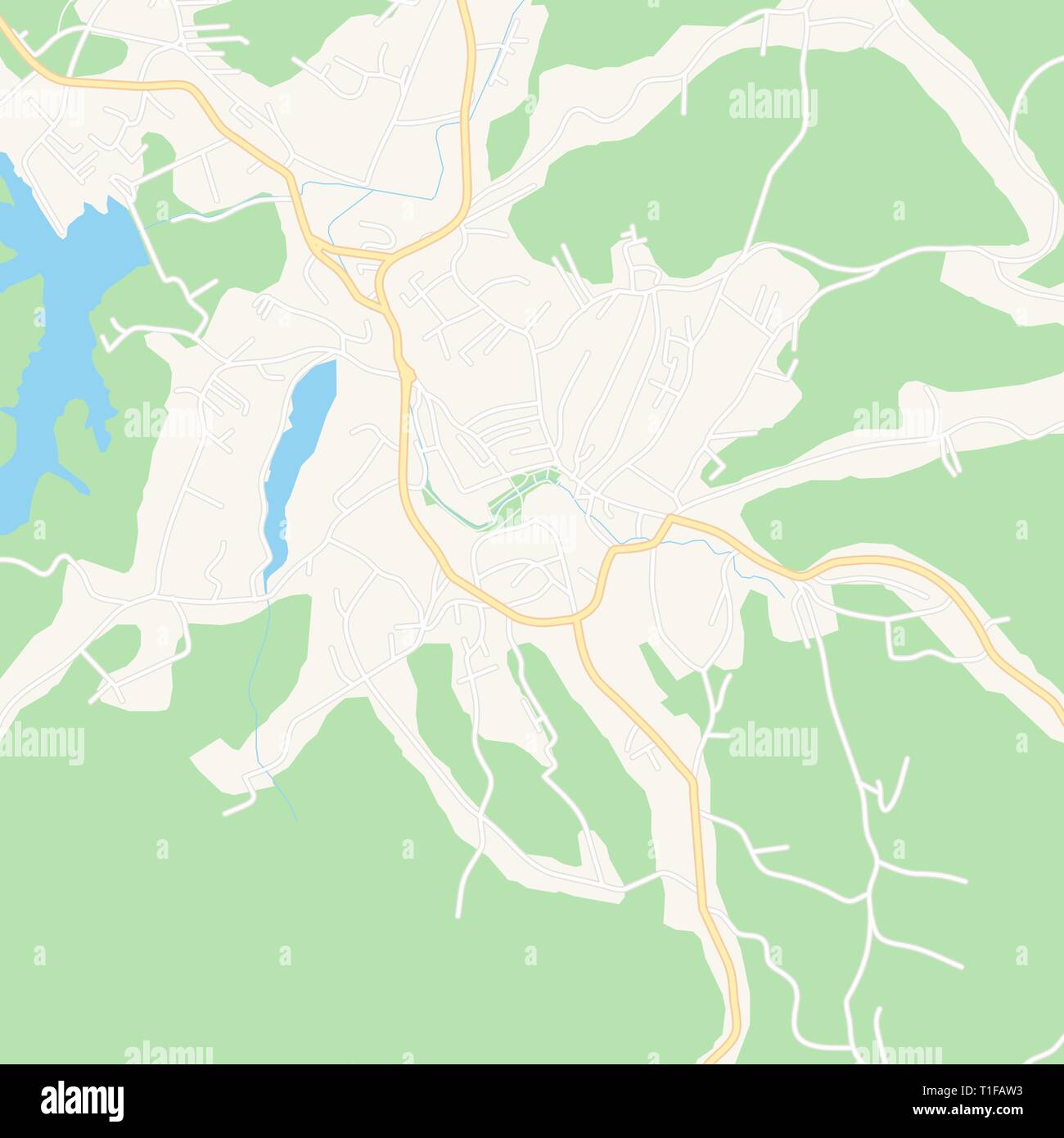 Druckbare Karte von Gradacac, Bosnien und Herzegowina mit Haupt- und Nebenstraßen und größere Bahnen. Diese Karte ist sorgfältig für Routing und pl konzipiert Stock Vektor