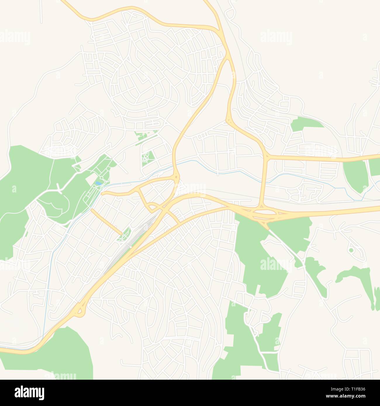 Druckbare Karte von Pernik, Bulgarien mit Haupt- und Nebenstraßen und größere Bahnen. Diese Karte ist sorgfältig für das Routing und die Platzierung von individuell gestalteten Stock Vektor