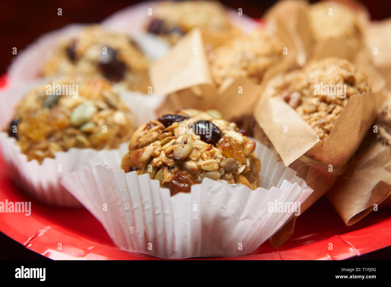 Saatgut cookies Kugeln hautnah. Fitness und gesundes Essen. Diet Meal. Stockfoto