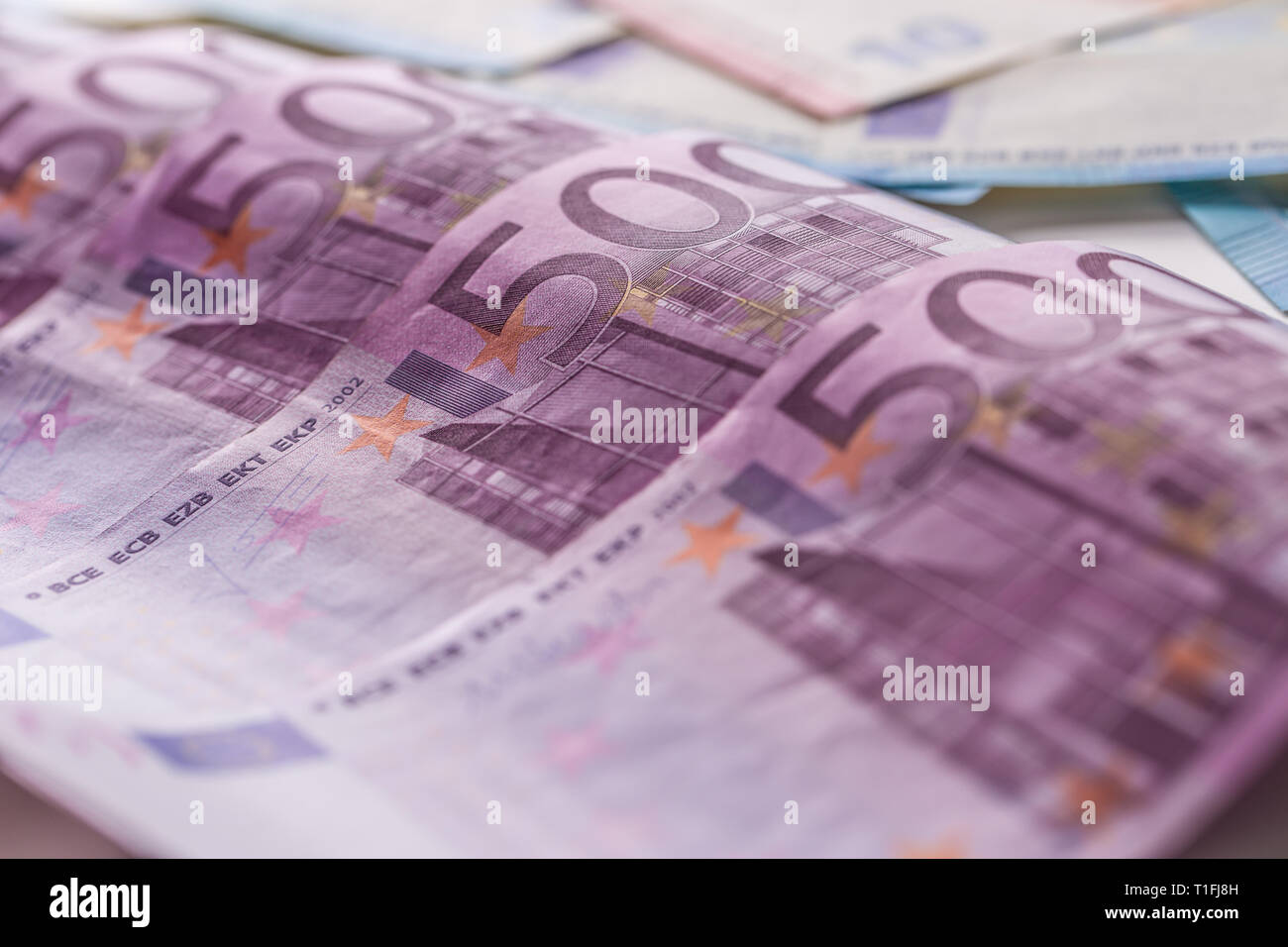 Close-up fünf houndred Euro Banknoten Geld und Währung Stockfoto