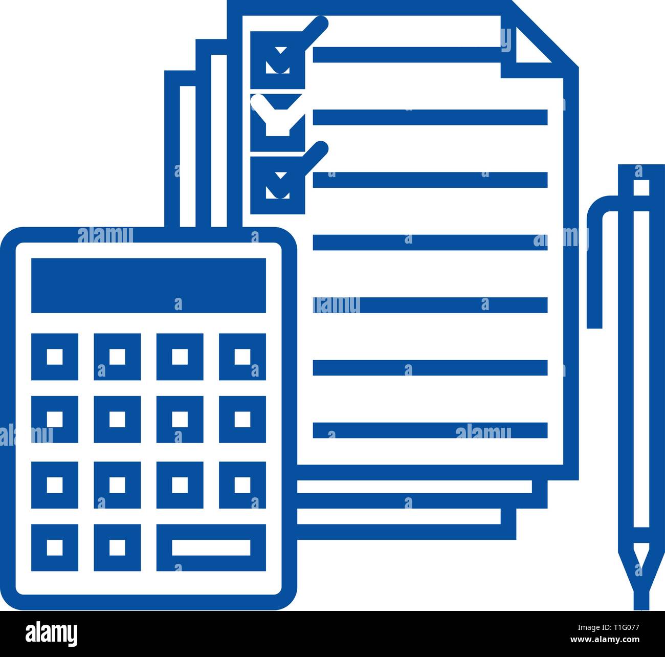 Buchhaltung Taschenrechner Stift Checkbox Docs Symbol Leitung Konzept Buchhaltung Taschenrechner Stift Checkbox Docs Flachbild Vektor Symbol Zeichen Uberblick Stock Vektorgrafik Alamy