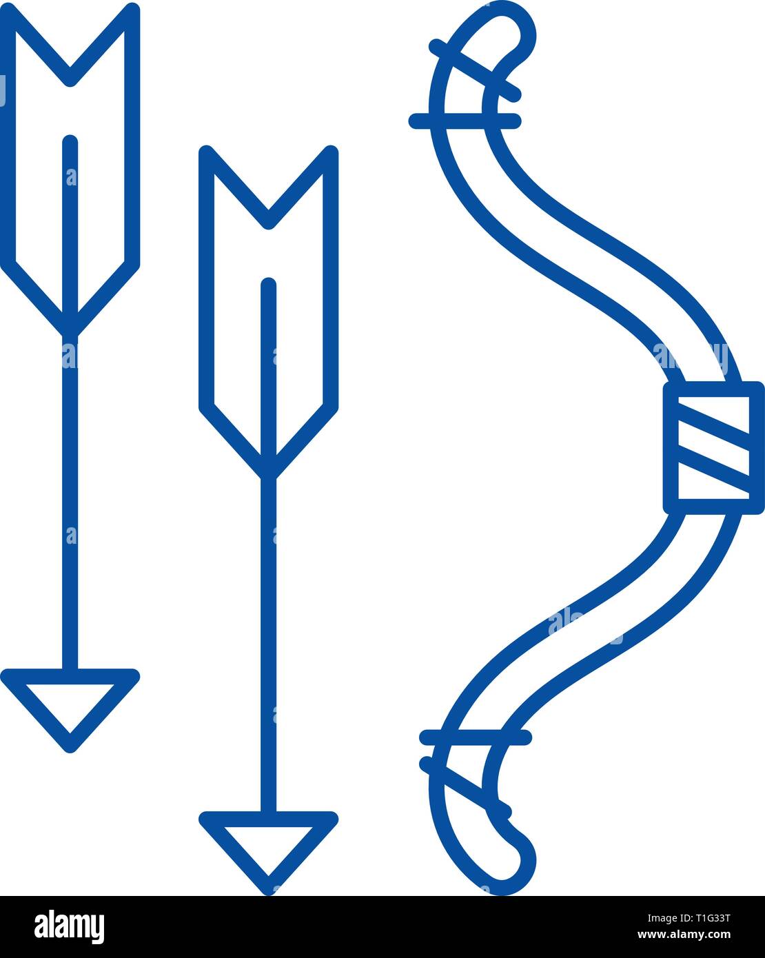 Bogen und Pfeile Symbol Leitung Konzept. Bogen und Pfeile flachbild Vektor Symbol, Zeichen, umriss Abbildung. Stock Vektor