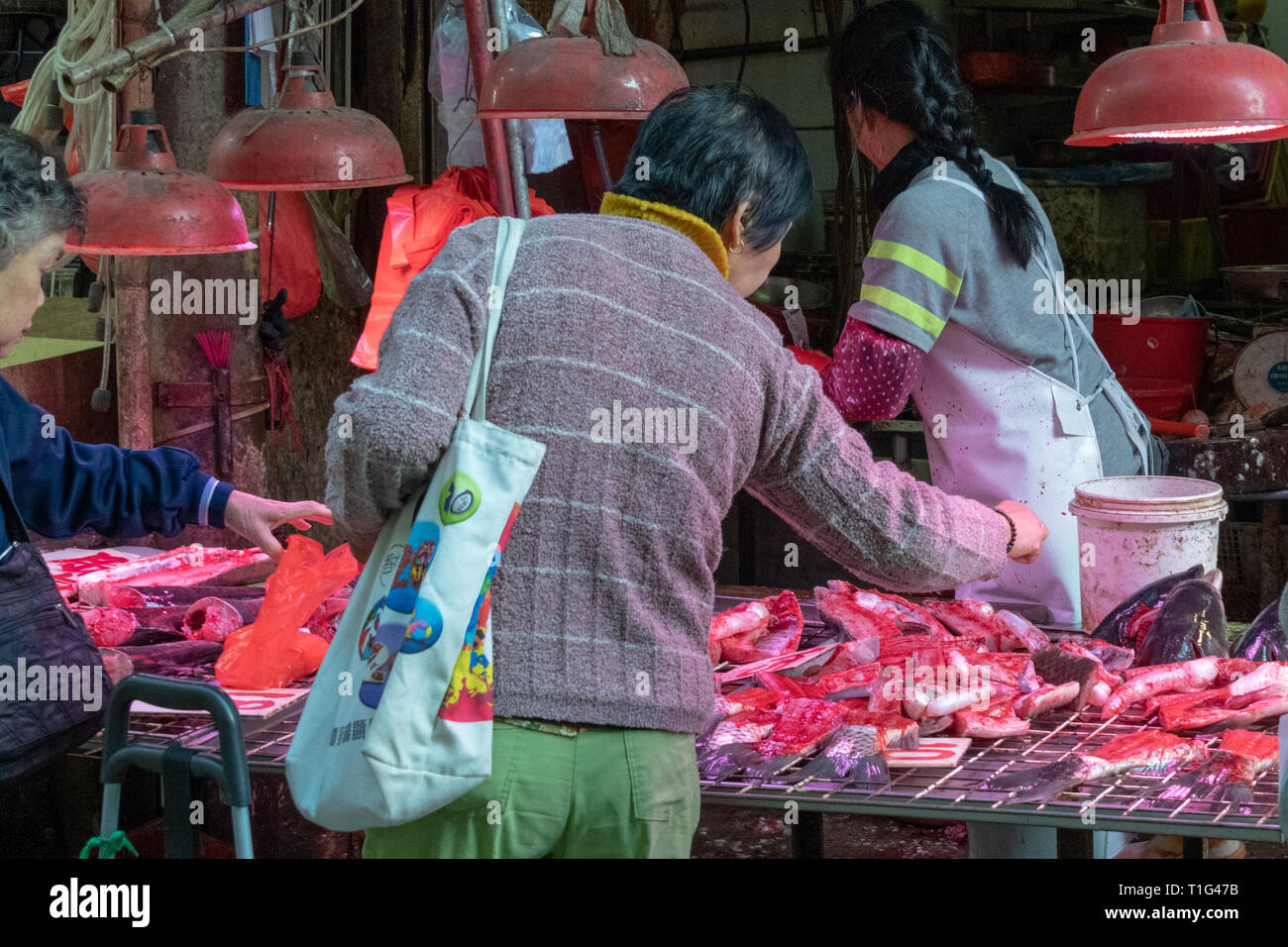 Fleisch abstirbt, Mong Kok, Hong Kong Stockfoto