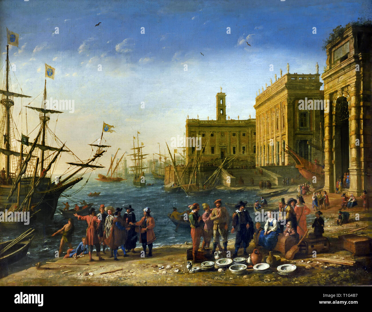 Seehafen mit dem Campidoglio 1639 Claude Gellée, oder Claude Lorrain 1602 - 1682, Frankreich, Französisch, Stockfoto