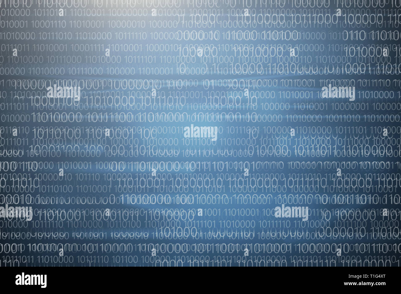 Weiß der binäre Code auf blauem Hintergrund Stockfoto